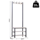 Panchina Appendiabiti con Ganci e Ripiani Scarpiera in Legno e Acciaio 60x40x175 cm 