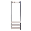 Panchina Appendiabiti con Ganci e Ripiani Scarpiera in Legno e Acciaio 60x40x175 cm 