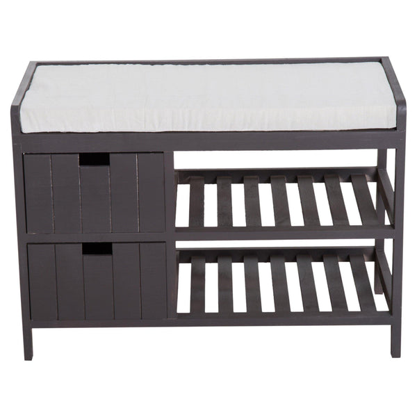 acquista Panca Contenitore da Ingresso con Cassetti e Ripiani in Legno Grigio 69x34x48 cm