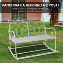 Panchina a Dondolo da Giardino 2 Posti in Ferro Shabby Bianco 102x74.5x78 cm 