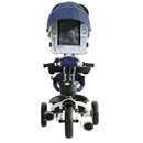 Passeggino Triciclo per Bambini con Maniglione Tetto Parapioggia Regolabile e Cestino Blu 