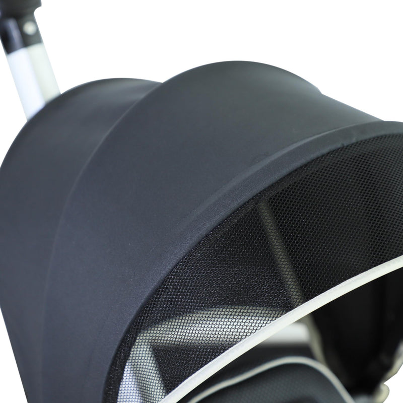 Passeggino Triciclo per Bambini con Maniglione Tettuccio e Cestino Grigio Scuro 