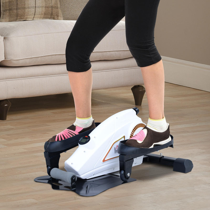 Mini Pedaliera Ellittica per Allenamento a Casa Max 110Kg Bianca e Nera 