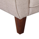 Poltrona Classica con Braccioli Imbottita in Tessuto di Lino Crema 84x65x82.4 cm 