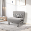 Poltrona Letto in Ferro e Cotone con Cuscino a Righe Grigio,75x70x75 cm 