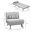 Poltrona Letto in Ferro e Cotone con Cuscino a Righe Grigio,75x70x75 cm 