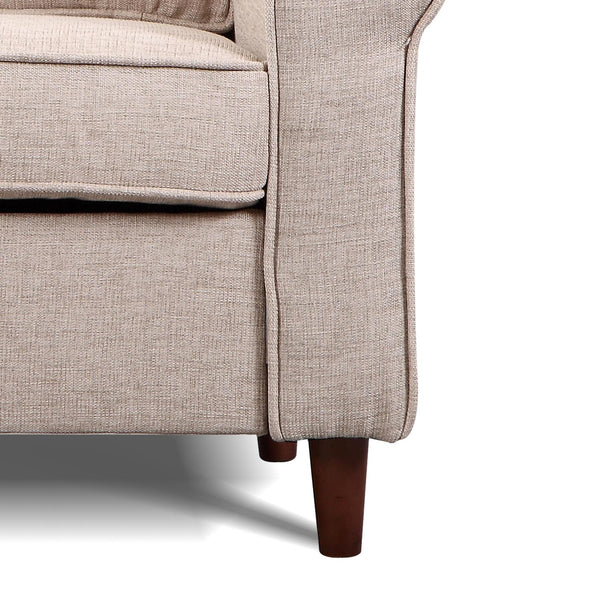 Poltrona Moderna con Cuscini Rimovibili in Tessuto di Lino e Spugna Crema 95x84x92 cm sconto