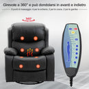 Poltrona Relax Dondolo Massaggiante e Riscaldante in Similpelle Nero 