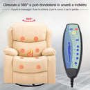 Poltrona Relax Dondolo Massaggiante e Riscaldante in Similpelle Beige 
