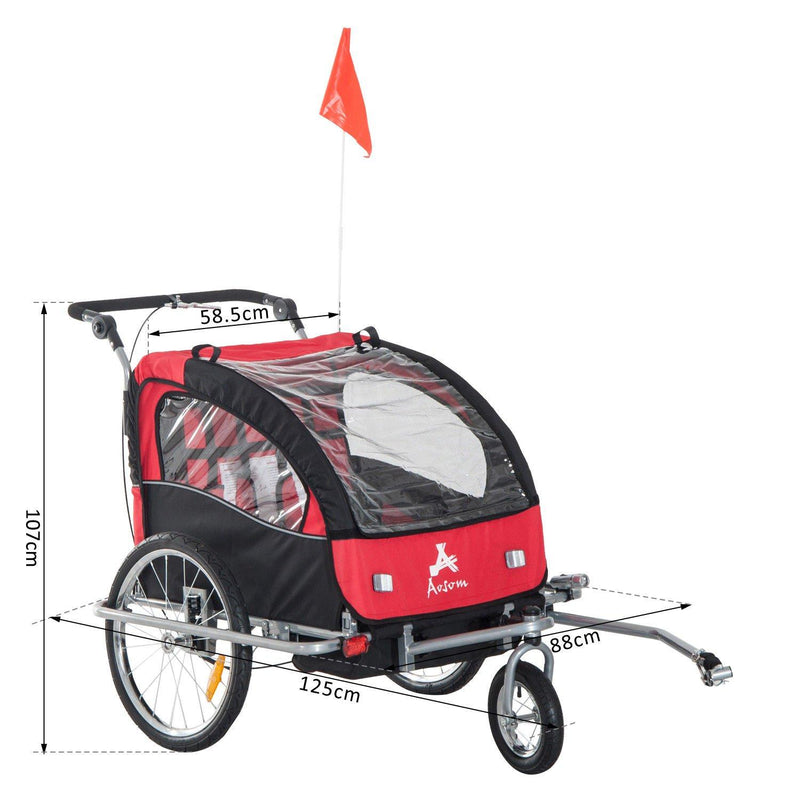 Carrello per Bici e Passeggino 2 in 1 Rosso e Nero 