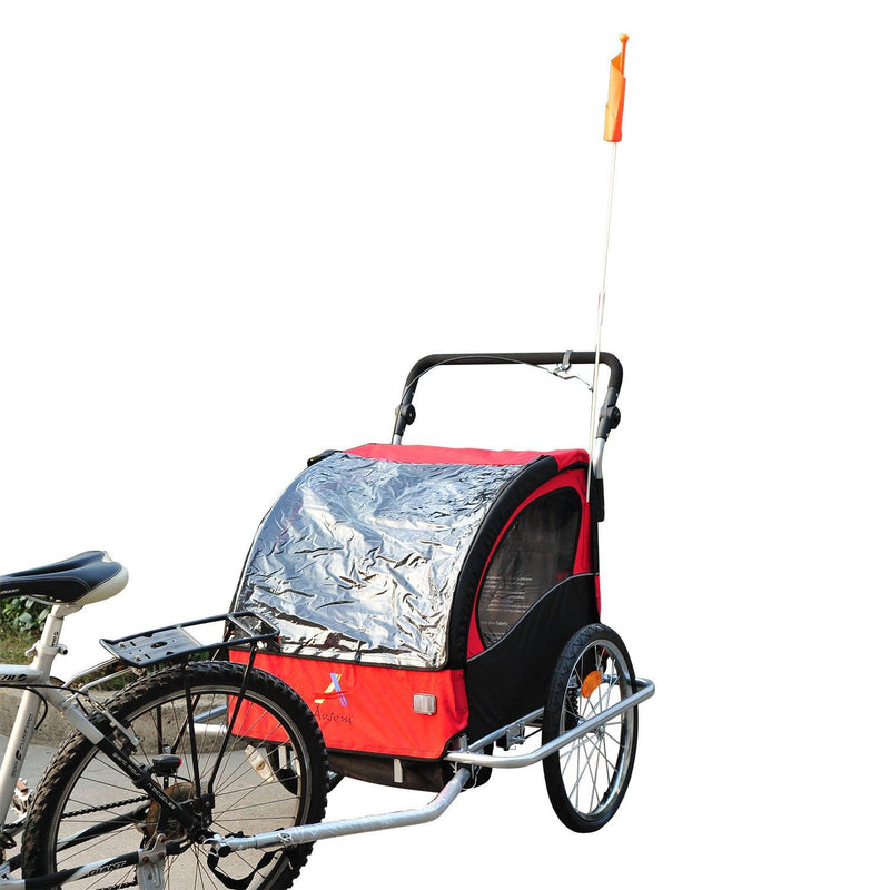 Carrello per Bici e Passeggino 2 in 1 Rosso e Nero 