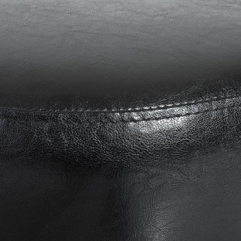 Pouf Poggiapiedi Sgabello Tondo Imbottito in Similpelle Nero 45x45x50 cm 
