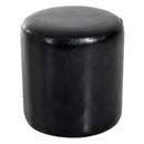 Pouf Poggiapiedi Sgabello Tondo Imbottito in Similpelle Nero 45x45x50 cm 