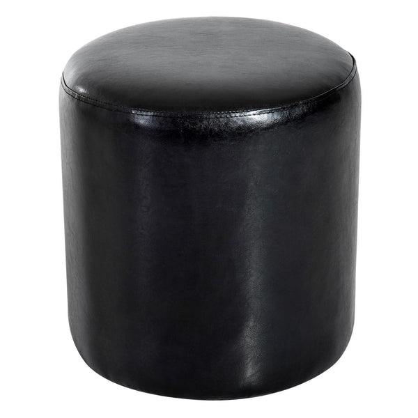 Pouf Poggiapiedi Sgabello Tondo Imbottito in Similpelle Nero 45x45x50 cm sconto