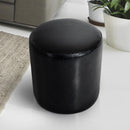 Pouf Poggiapiedi Sgabello Tondo Imbottito in Similpelle Nero 45x45x50 cm 