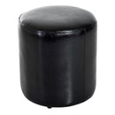 Pouf Poggiapiedi Sgabello Tondo Imbottito in Similpelle Nero 45x45x50 cm 