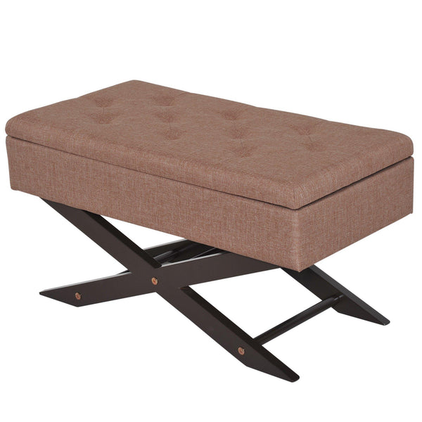 Cassapanca Pouf Contenitore Imbottito Marrone 80x40x42 cm acquista