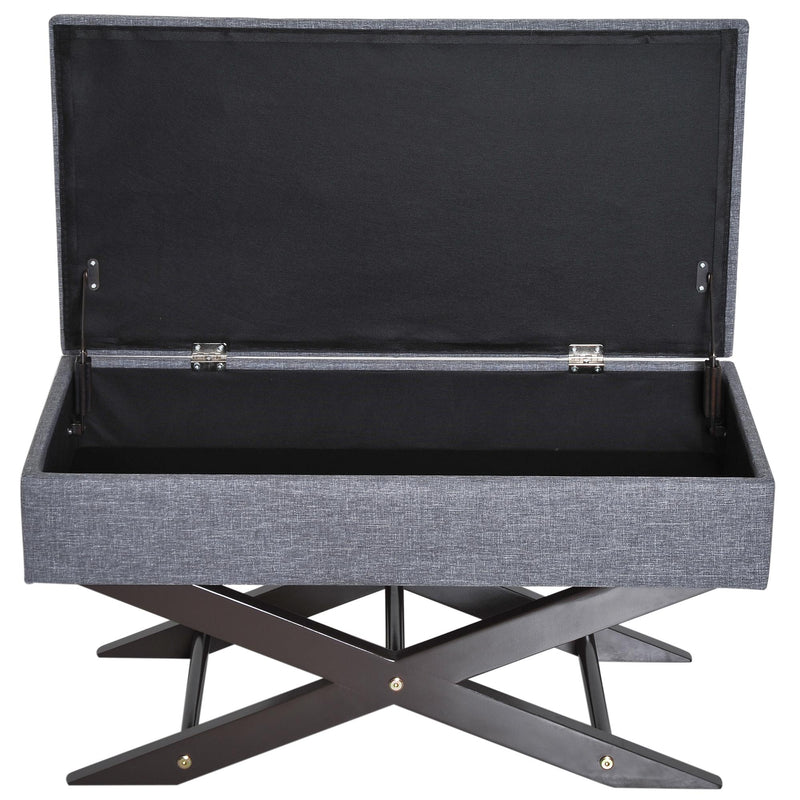 Cassapanca Pouf Contenitore Imbottito Grigio 80x40x42 cm 