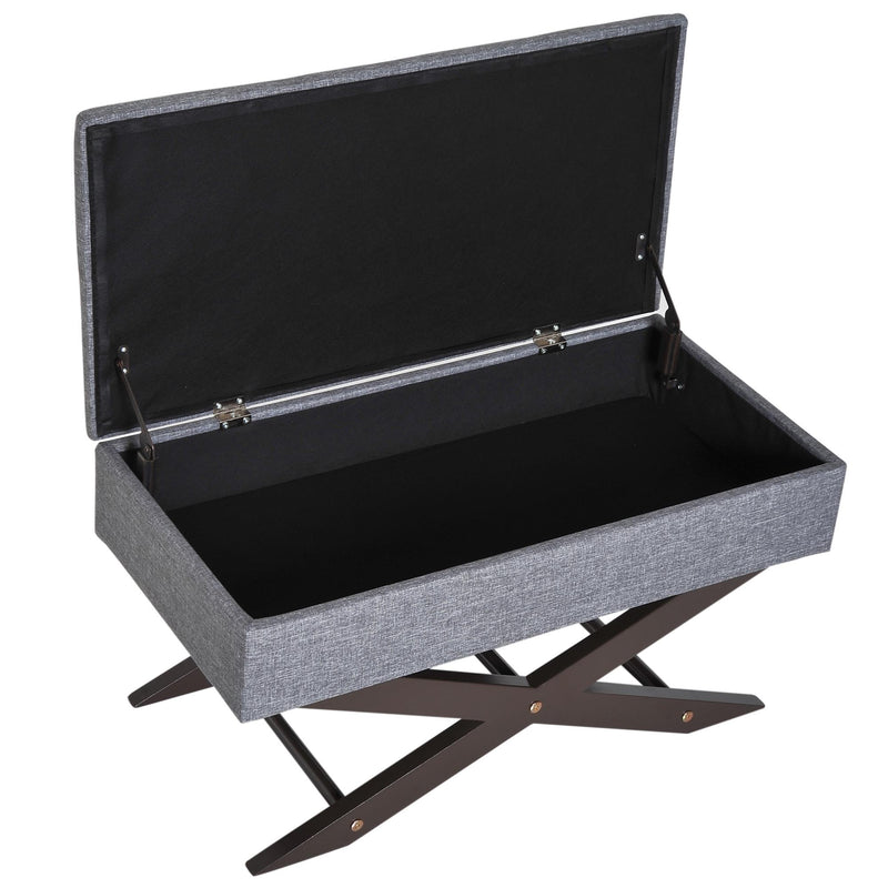 Cassapanca Pouf Contenitore Imbottito Grigio 80x40x42 cm 