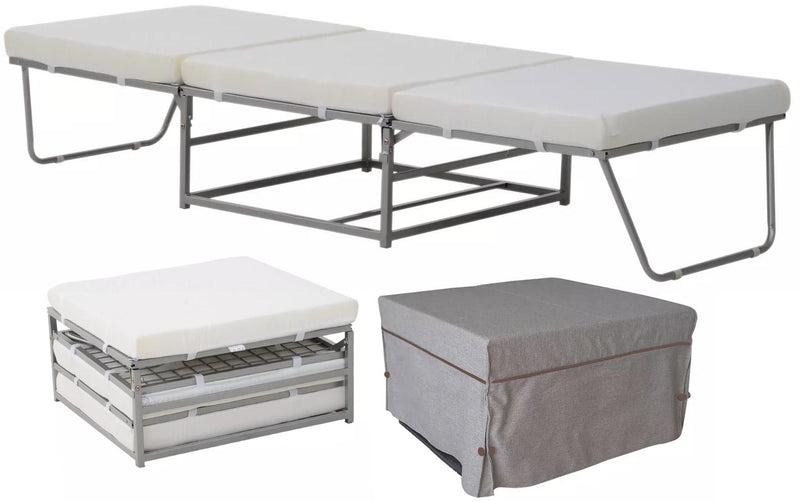 Pouf Letto Trasformabile con Materasso Pouff Puff Brandina Pieghevole 69x69x37 cm 