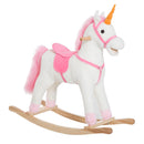 Dondolo per Bambini in Legno Unicorno Cavalcabile Bianco e Rosa 