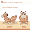 Dondolo per Bambini in Legno Giraffa in Peluche con Suoni 