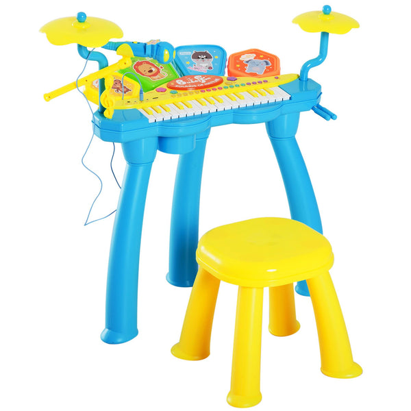 Set Batteria e Pianoforte Giocattolo per Bambini Blu e Giallo acquista