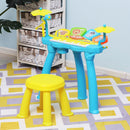 Set Batteria e Pianoforte Giocattolo per Bambini Blu e Giallo 