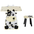 Set Tavolino Lavagna con Sgabello per Bambini Stampa Mucca 60x40x60 cm 