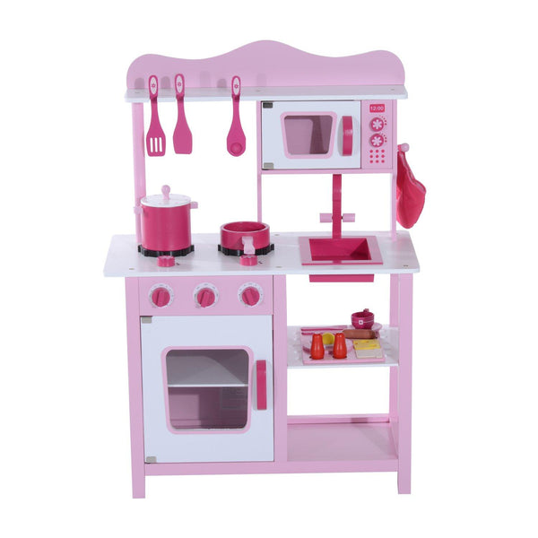 sconto Cucina Giocattolo per Bambini in Legno Rosa 60x30x84.5 cm