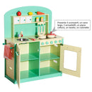 Cucina Giocattolo per Bambini con Accessori in Legno Verde 70x30x88 cm 