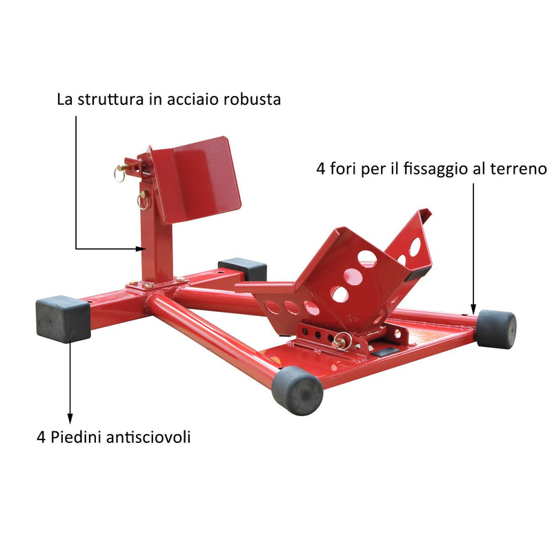 Cavalletto Alzamoto Moto per Ruota Anteriore Universale in Acciaio Rosso 62x50x28-35.5 cm 