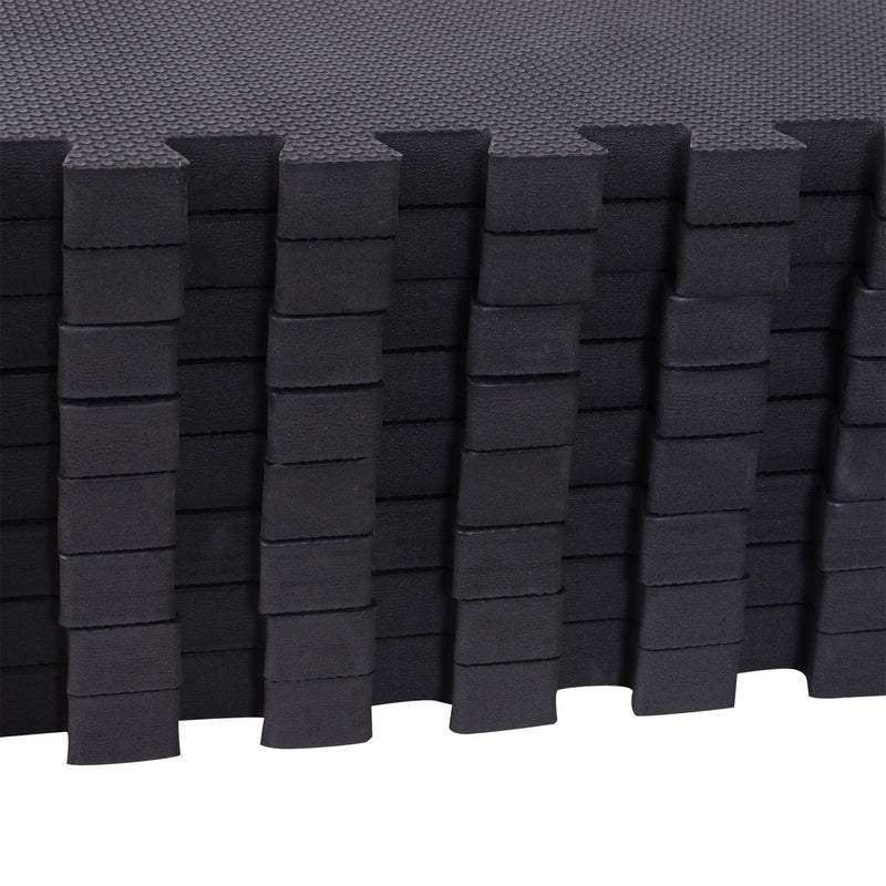 Tappeto Puzzle in EVA per Casa e Palestra Antiscivolo 8 Pezzi con Bordi Nero 63.5x63.5x2 cm 