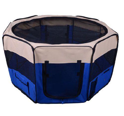 Box per Animali Domestici Pieghevole 125x125x58 cm Blu Scuro online