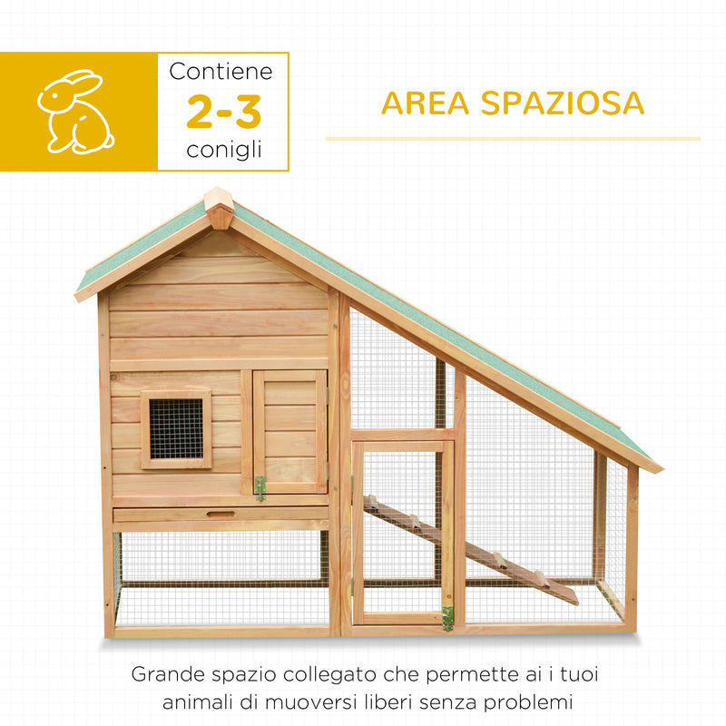 Conigliera da Esterno in Legno 146x63x120 cm 