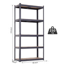 Scaffale per Carichi Pesanti in Metallo 5 Ripiani Regolabili 90,5x40x180 cm 