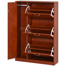 Scarpiera con 3 Ante a Ribalta e un'Anta Porta Ombrelli in Legno Noce 80x24x120 cm 