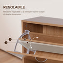 Scarpiera Salvaspazio Capacità 24 Paia Legno naturale 120x24x81 cm 