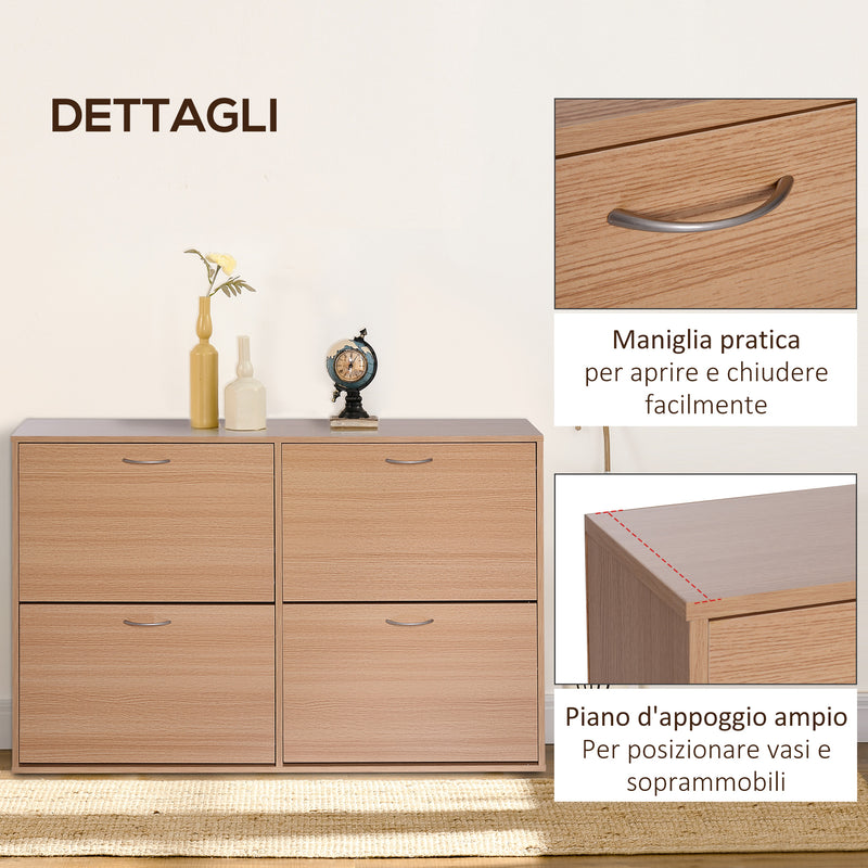 Scarpiera Salvaspazio Capacità 24 Paia Legno naturale 120x24x81 cm 