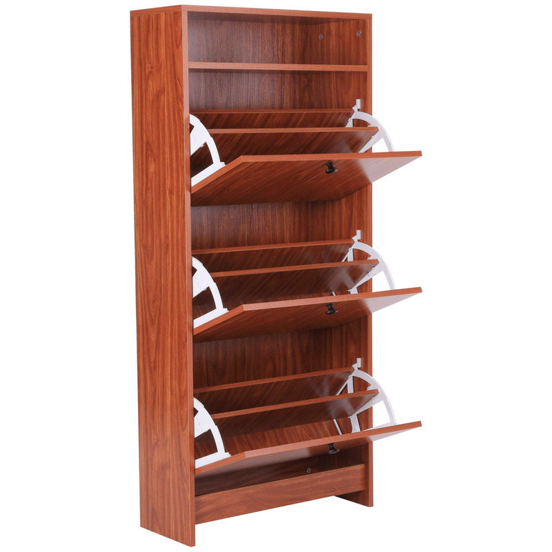 Scarpiera 3 Scomparti Legno naturale 60x24x132 cm 