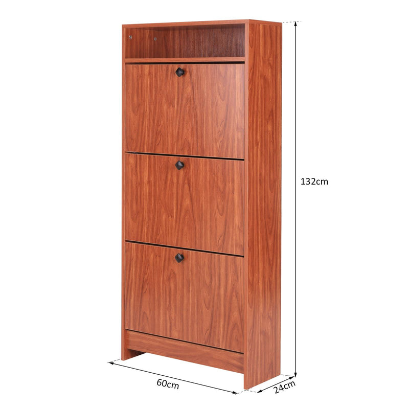 Scarpiera 3 Scomparti Legno naturale 60x24x132 cm 