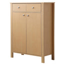 Scarpiera con 2 Ante e Cassetti in Legno Naturale 80x34x104 cm 