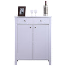 Scarpiera Salvaspazio in Legno con 2 Ante e Cassetti Bianco 80x34x104 cm 