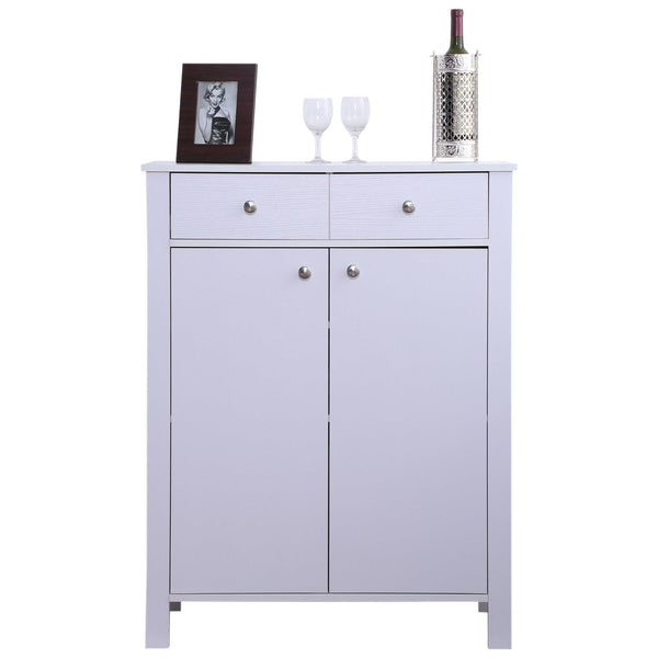 online Scarpiera Salvaspazio in Legno con 2 Ante e Cassetti Bianco 80x34x104 cm