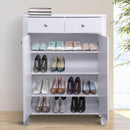 Scarpiera Salvaspazio in Legno con 2 Ante e Cassetti Bianco 80x34x104 cm 