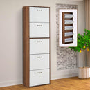 Scarpiera Salvaspazio in Legno con 5 Scomparti per 30 Paia 60x28x189 cm 