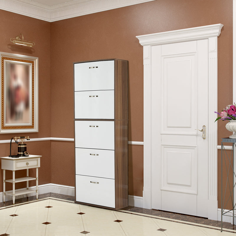 Scarpiera Salvaspazio in Legno con 5 Scomparti per 30 Paia 60x28x189 cm 