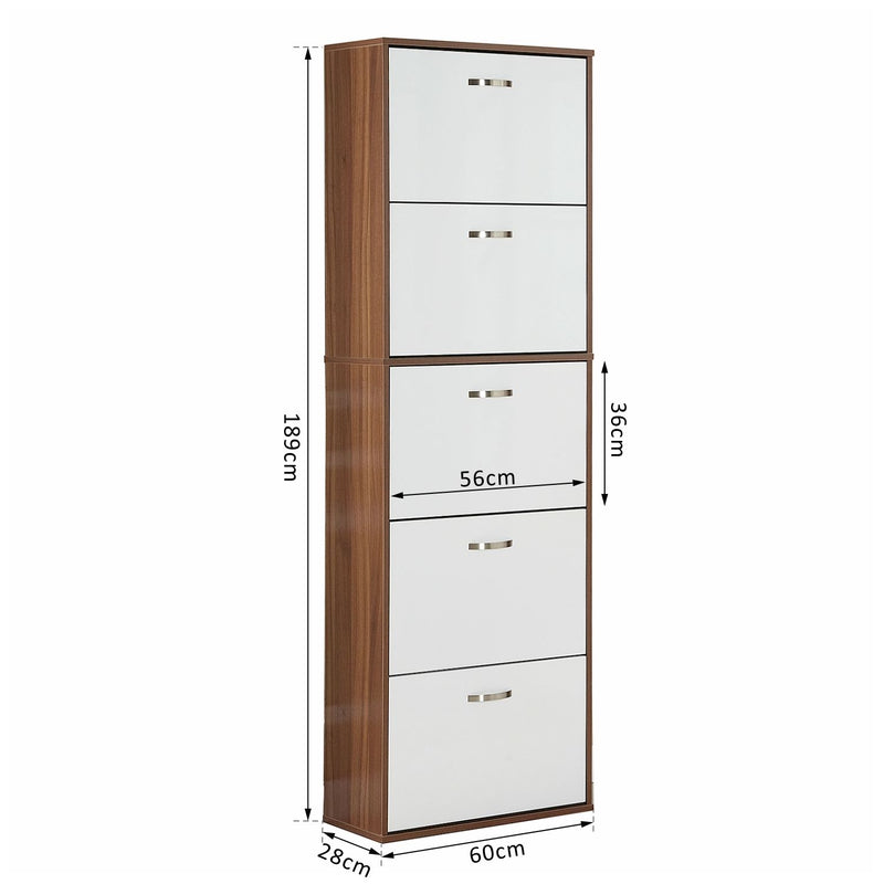 Scarpiera Salvaspazio in Legno con 5 Scomparti per 30 Paia 60x28x189 cm 