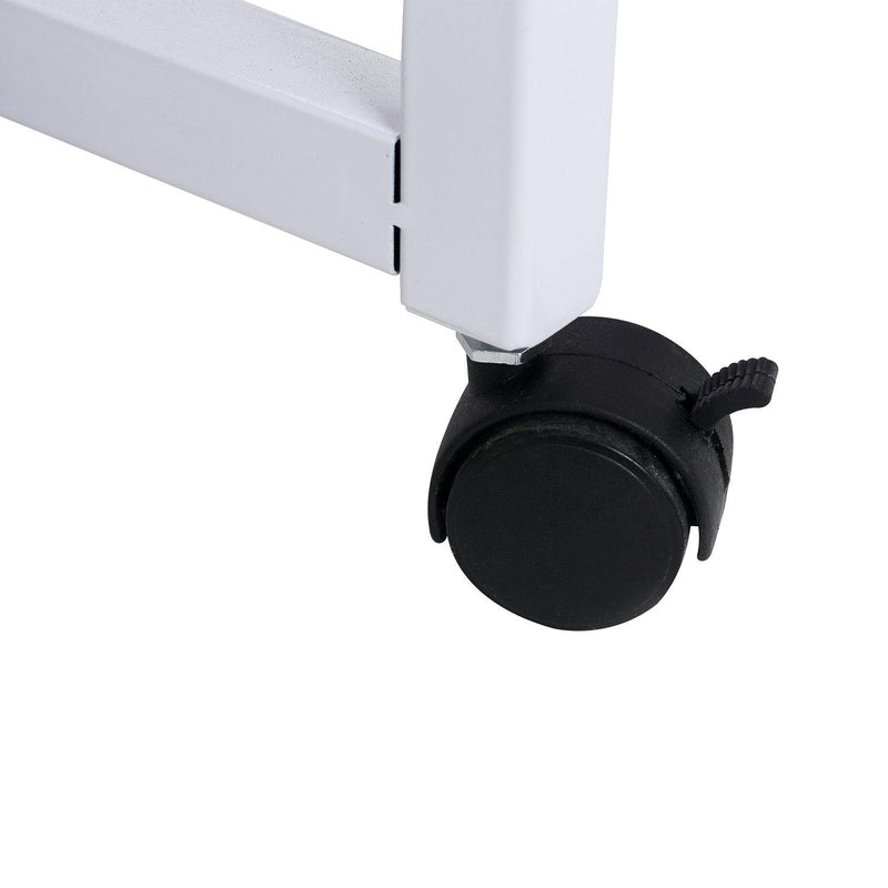 Scrivania Tavolo Porta PC con due Ripiani con Ruote in Legno MDF Bianco 100x36x88 cm 