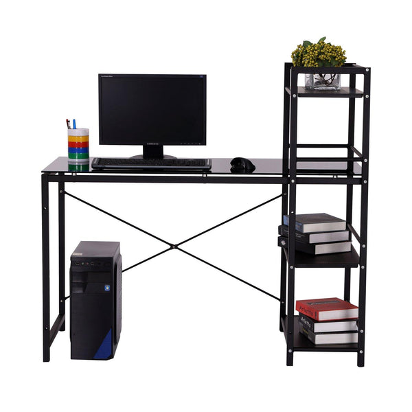 Scrivania per Computer in Vetro Temperato e Ferro Nero 125x63x113 cm online